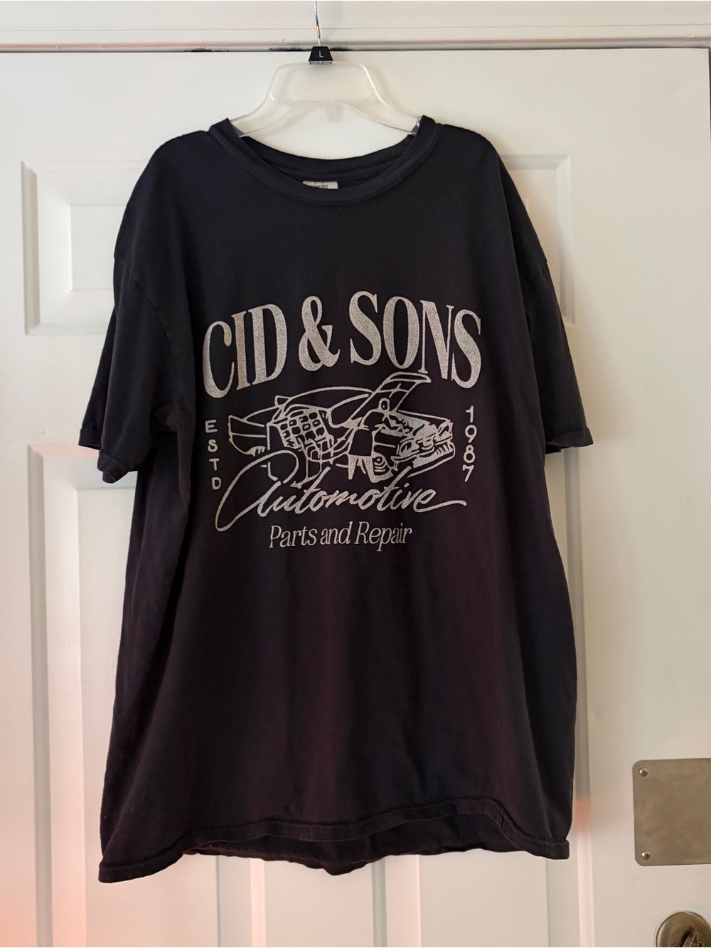 CID & SONS Automotive Graphic Tee - Black with Cream Print